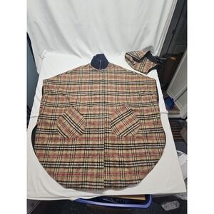 Gorgeous Vintage Rain Shredder Reversible Wool Plaid Rain Cape Poncho Size Small